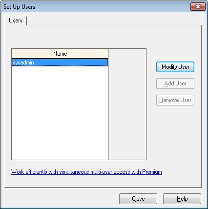 Set Up Users window